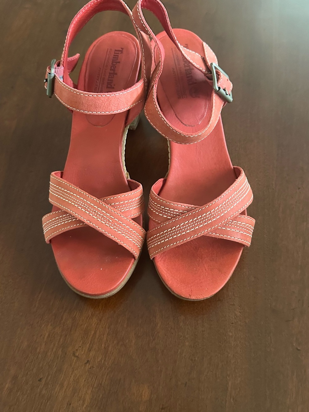 Timberland Women's Coral-Red Crisscross Slingback Sandals